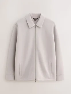 Ice grey - N. Premium Soft Touch Scuba Zip Through Shacket