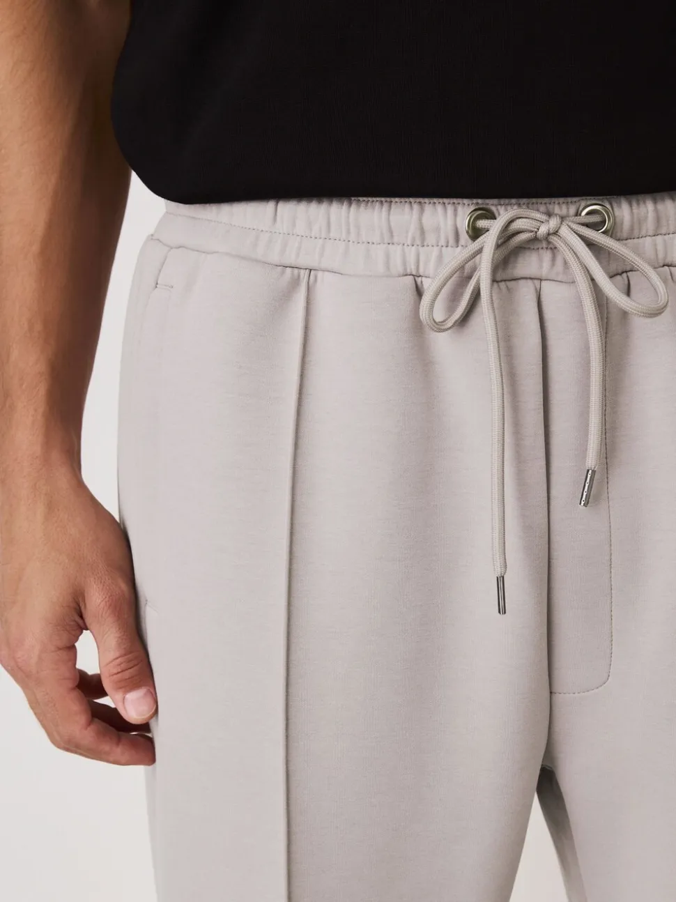 Ice grey - N. Premium Soft Touch Scuba Slim Fit Open Joggers