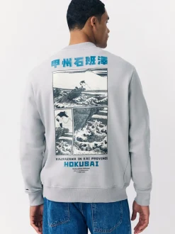 Ice grey - Sweatshirt met ronde hals - Hokusai Graphic License