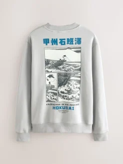 Ice grey - Sweatshirt met ronde hals - Hokusai Graphic License