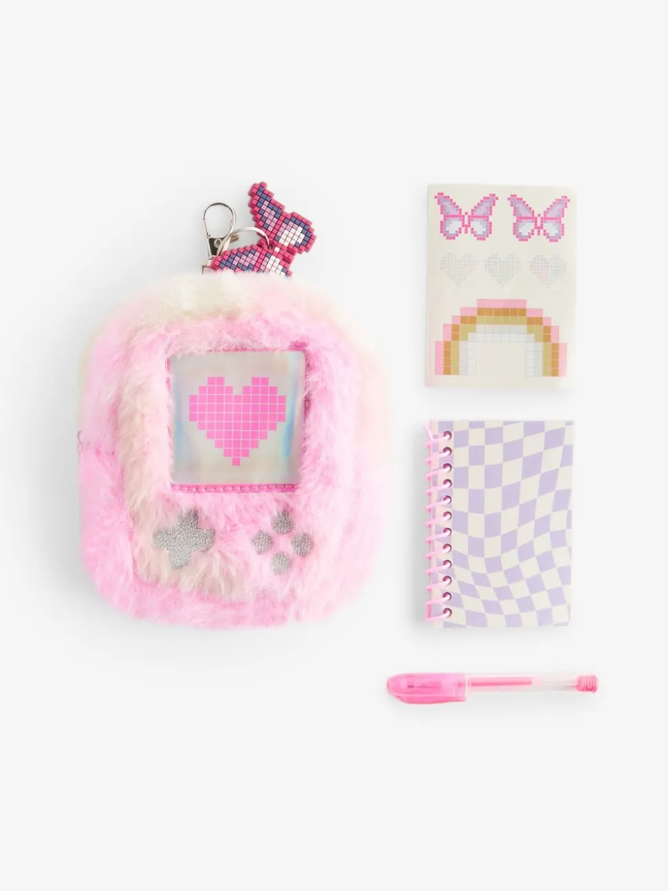 Imitatiebont mini-stationery set sleutelhanger tasbedeltje