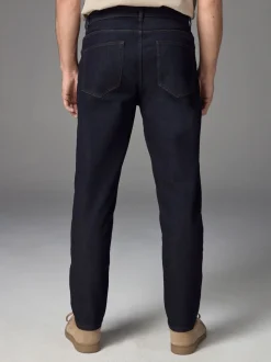 Indigo blauwe wassing - Klassieke stretchjeans met standaard taps toelopende pasvorm