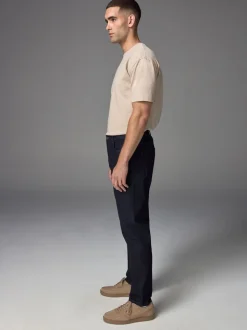 Indigo blauwe wassing - Klassieke stretchjeans met standaard taps toelopende pasvorm