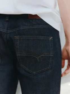 Indigo blauwe wassing - Signature Brushed Cosy Check Denim Jeans