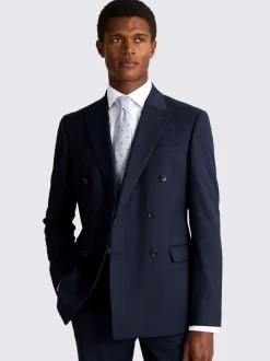 Inktblauw - MOSS Slim Double Breasted Stretch Suit Jacket