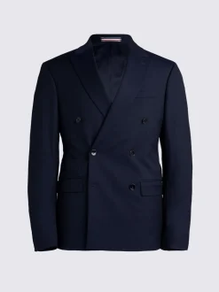 Inktblauw - MOSS Slim Double Breasted Stretch Suit Jacket