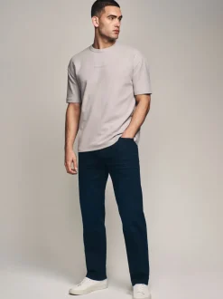 Inktblauw - Straight-fit Essential stretchy jeans met rechte pasvorm