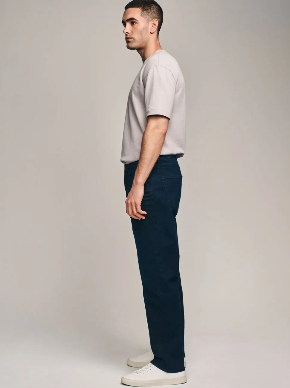 Inktblauw - Straight-fit Essential stretchy jeans met rechte pasvorm