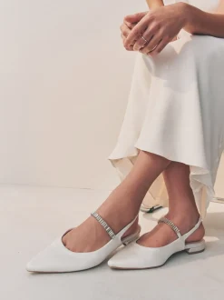 Ivoor - Mary Jane bruidsschoenen met hielbandje en puntige neus voor bruiloft