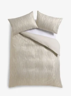 Jacquard dekbedovertrek en kussensloopset met ruitdessin