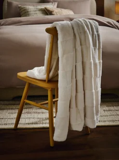 Jasper behaaglijke fleece omkeerbare bedloper met dambordmotief
