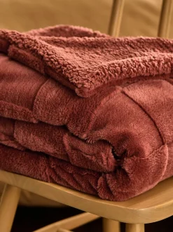 Jasper behaaglijke fleece omkeerbare bedloper met dambordmotief