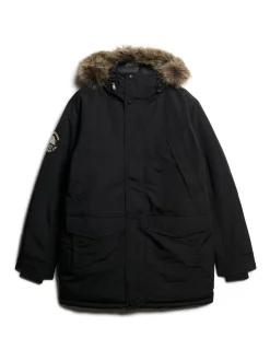 Jet black - Superdry Everest parka met imitatiebont