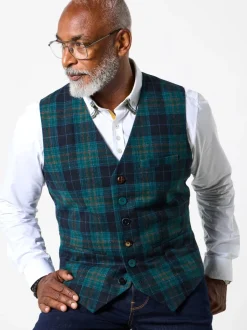 Joe Browns Contrast Buttons Check Trim Tailored Waistcoat