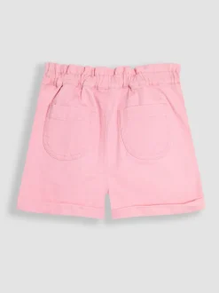 JoJo Maman Bébé - 100% katoenen keperstof shorts met geborduurde omgeslagen zoom