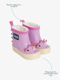 JoJo Maman Bébé - Behaaglijke gevoerde enkelhoge regenlaarzen met dinoprint