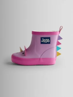 JoJo Maman Bébé - Behaaglijke gevoerde enkelhoge regenlaarzen met dinoprint