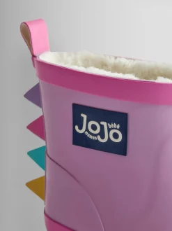 JoJo Maman Bébé - Behaaglijke gevoerde enkelhoge regenlaarzen met dinoprint