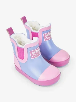 JoJo Maman Bébé - Behaaglijke gevoerde regenlaarzen met kleurvlakken