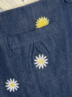 JoJo Maman Bébé - Geborduurde tuinbroek met bloemenprint