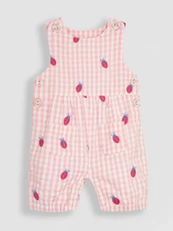 JoJo Maman Bébé - Gingham tuinbroek met borduursel