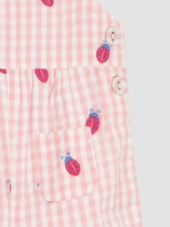JoJo Maman Bébé - Gingham tuinbroek met borduursel