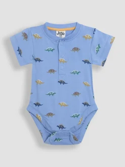 JoJo Maman Bébé 2 -Pack Stegosaurus & Effen Korte mouwen Bodysuits