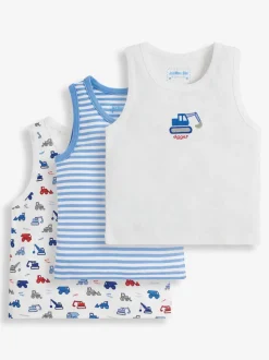 JoJo Maman Bébé - Set van 3 hemdjes met graafmachineprint voor jongens