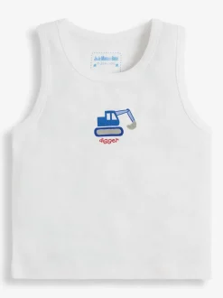 JoJo Maman Bébé - Set van 3 hemdjes met graafmachineprint voor jongens