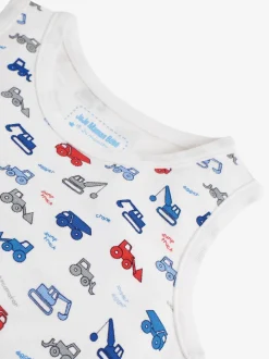 JoJo Maman Bébé - Set van 3 hemdjes met graafmachineprint voor jongens
