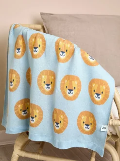 JoJo Maman Bébé Blue Lion Knitted Shawl