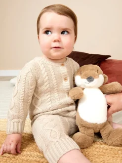 JoJo Maman Bébé Cable Knit All-In-One With Hat