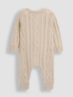 JoJo Maman Bébé Cable Knit All-In-One With Hat
