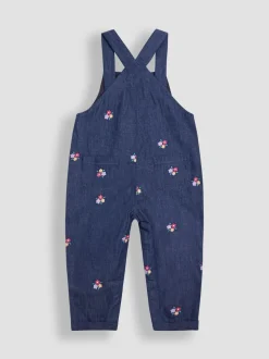 JoJo Maman Bébé Chambray Embroidered Dungarees & Rib Top Set