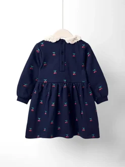 JoJo Maman Bébé Crochet Collar Embroidered Sweat Dress