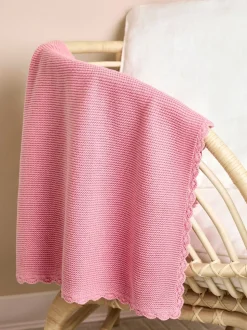 JoJo Maman Bébé Dusky Pink Scalloped Edge Blanket