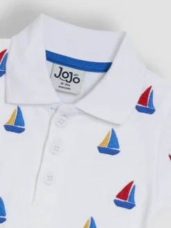 JoJo Maman Bébé Embroidered Polo Shirt Bodysuit