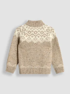 JoJo Maman Bébé Fair Isle gebreide trui met halve rits