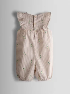 JoJo Maman Bébé Frill Shoulder Embroidered Romper
