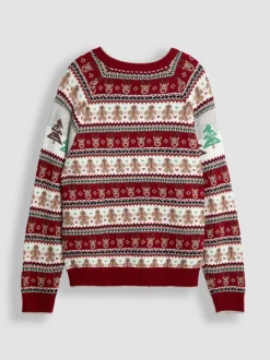 JoJo Maman Bébé kersttrui met fair isle-motief met kerstsfeer voor heren