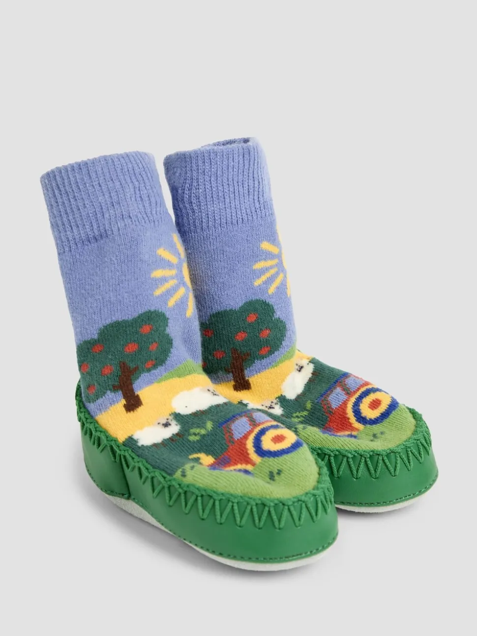 Jojo Maman Bébé mocassinsokken met boerderijscène
