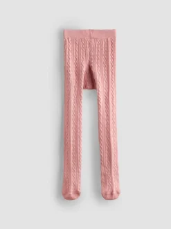 JoJo Maman Bébé 2-Pack Cotton Rich Cable Tights