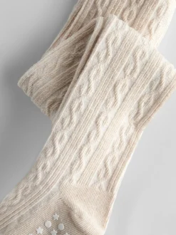 JoJo Maman Bébé 2-Pack Cotton Rich Cable Tights