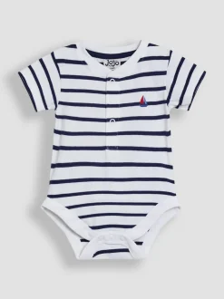 JoJo Maman Bébé 2-Pack Zeilbootstrepen & Effen Bodysuits