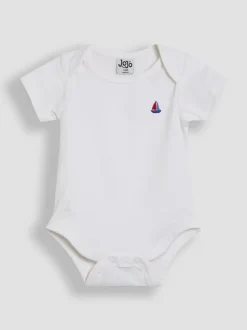 JoJo Maman Bébé 2-Pack Zeilbootstrepen & Effen Bodysuits