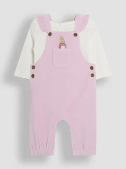 JoJo Maman Bébé Peter Rabbit Appliqué Velour Dungarees and Body Set