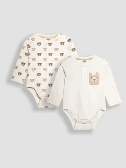 JoJo Maman Bébé Printed Bear And Appliqué Pocket Bodies 2 Pack