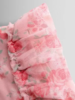 JoJo Maman Bébé Printed Tulle Ruffle Party Dress
