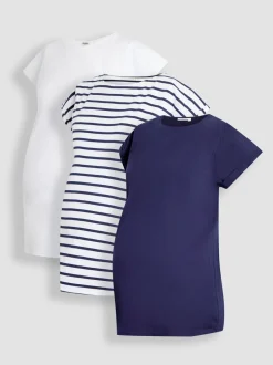 JoJo Maman Bébé Set van 3 100% katoenen T-shirts met boyfriend-pasvorm voor zwangerschap
