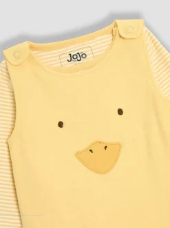 JoJo Maman Bébé set van bretelbroek met voetjes 3 -delig
